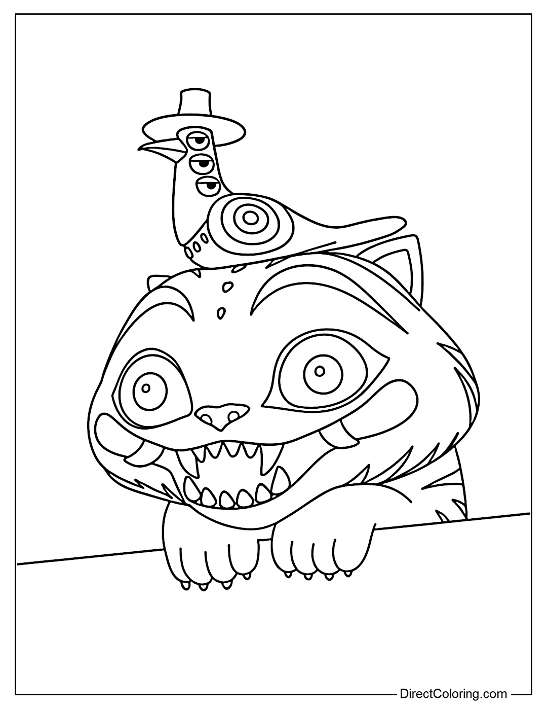 Tiger Derpy and Bird Sussie Coloring Page